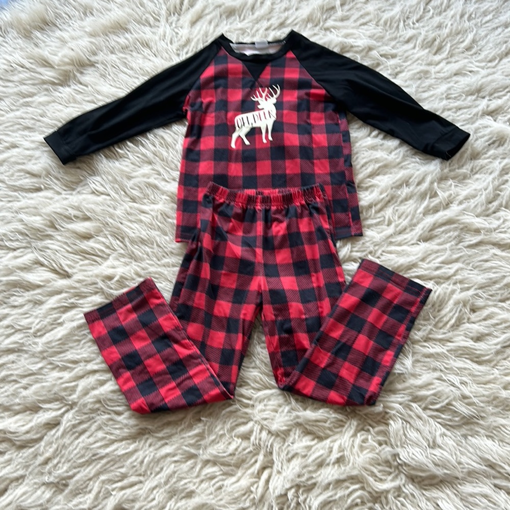 Kids Christmas plaid pajamas size 6-7